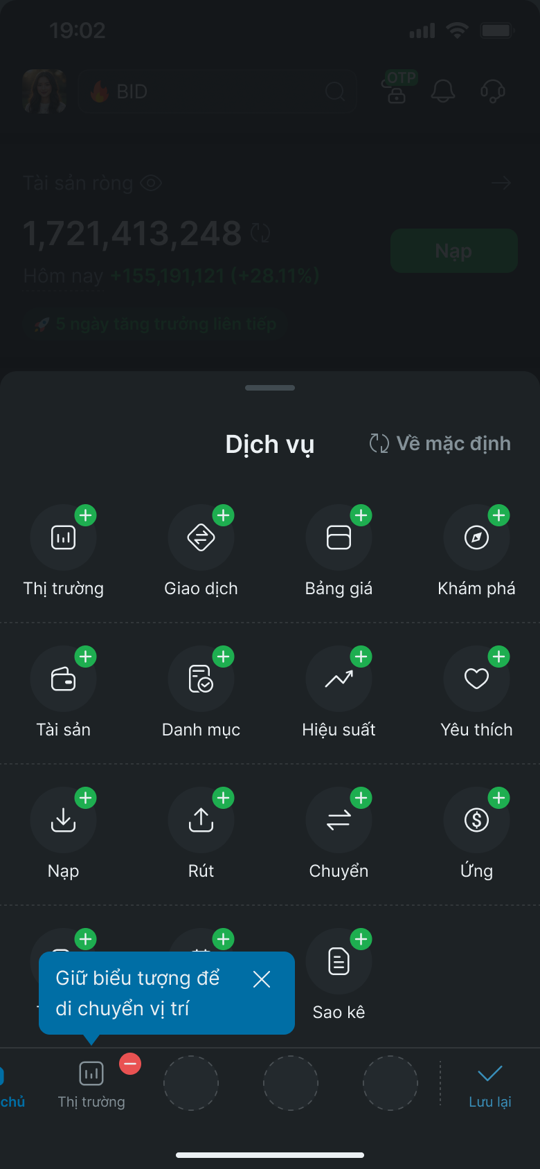 Điều chỉnh Home 3